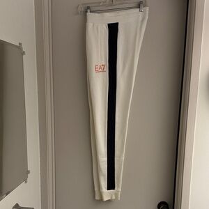 Rare find 90s Emporio Armani Cream Joggers with Black Stripe